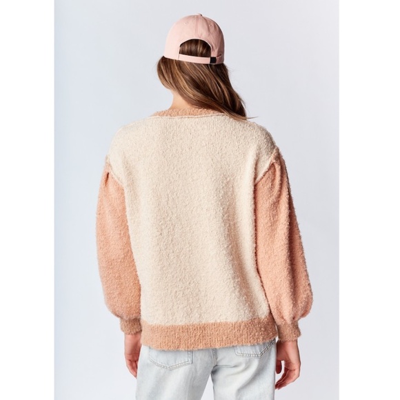 "The Rowan" Cozy Color Block Boucle Sweater - Picture 3 of 3